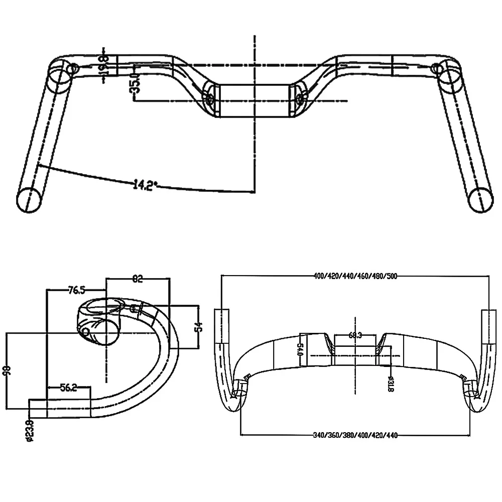 BALUGOE Road Bike Haddlebar Carbon Fiber Large Angle Full Inner Wiring Toe-out Angle 14 Degree Lift Bicycle Accessories