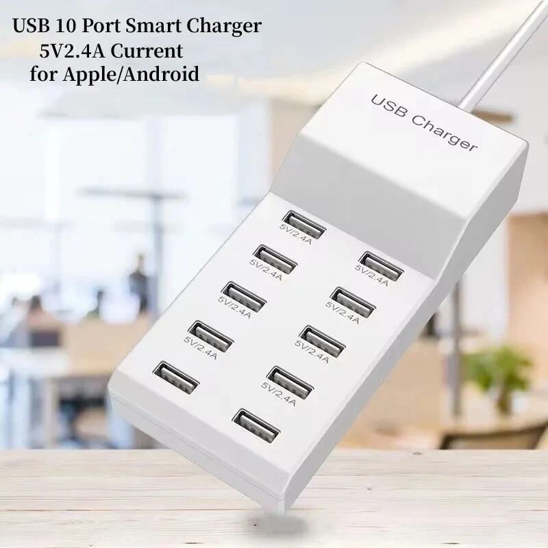 10-Port-USB-Charging-Station-for-Multi-Devices-50W-USB-Hub-Adapter-USB ...
