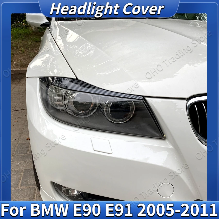 

Декоративная полоса для передней фары для BMW 3-Series E90 E91 320I 330I 2005-2012, наклейка для бровей, наклейка для глаз, карбоновые комплекты для тела