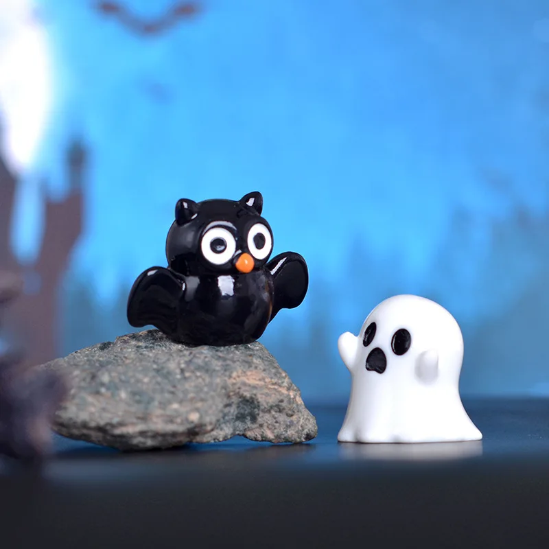 Figurine Miniature Lovely Cartoon Pumpkin Ghost Micro Landscape Ornaments For Halloween Decorations Home Office Desk Room Decor miniature duck figurines miniature ornament miniature figurines ghost ornament ornament crafts