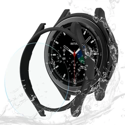 All-Around Protective Glass+Case with Matte Finish for Samsung Galaxy Watch 4 Classic (Black One Glass)