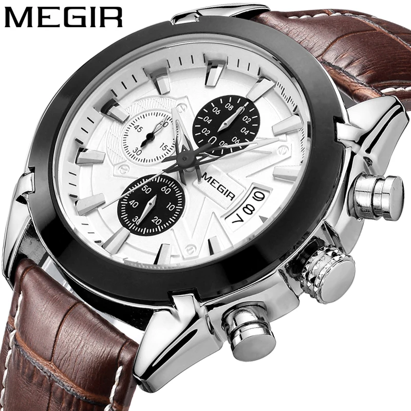 MEGIR 2022New Style Luminous Calendar Clock Men Timing Quartz Waterproof  Movement Military Leisure Man Wristwatch Male 2020