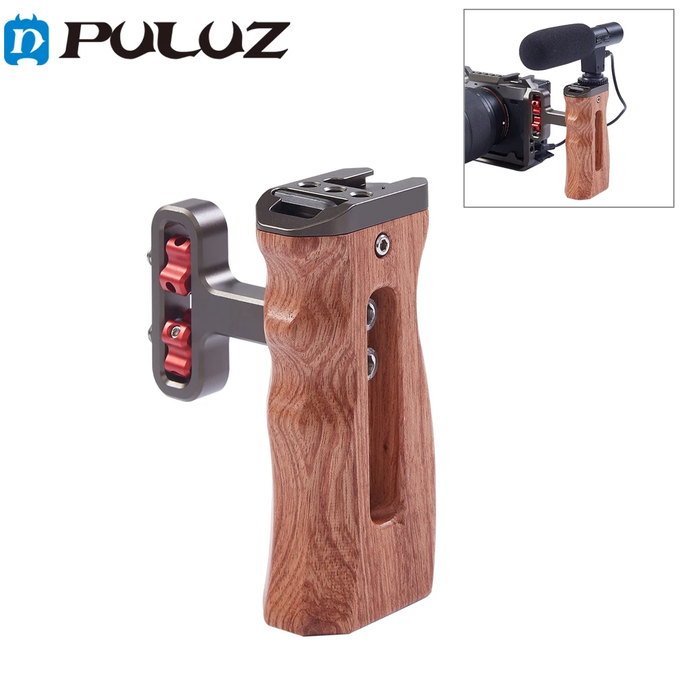 

with Cold Shoe for DSLR Camera Cage Camera Handle Universal Side Wooden Handle Handgrip