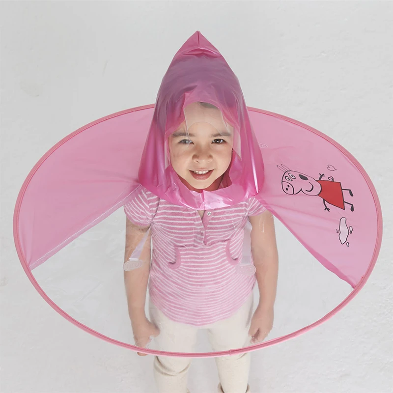 Kids Cute Cartoon Duck Raincoats Headwear Outdoor Foldable Umbrella Hat