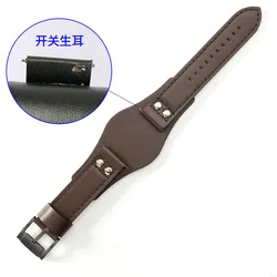 Genuine Leather Pebble Grain Watch Strap - 20/22mm Vintage Retro Men's Bracelet - 20mm (Brown - B - B Clasp)
