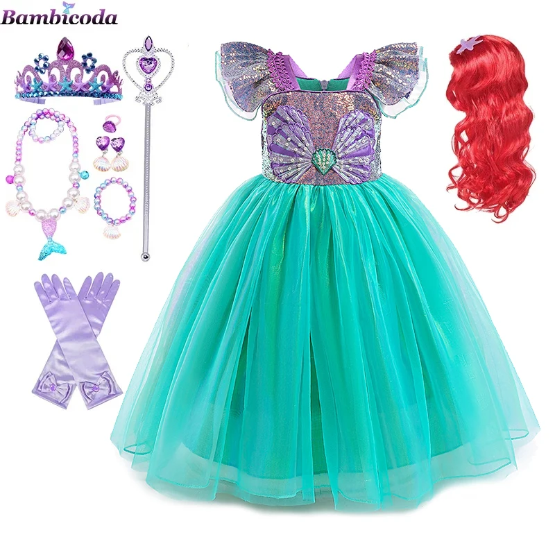 

Летнее платье принцессы, платья-русалки для девочек, необычное Тюлевое детское платье, юбка-Русалка для выпускного вечера, детские костюмы