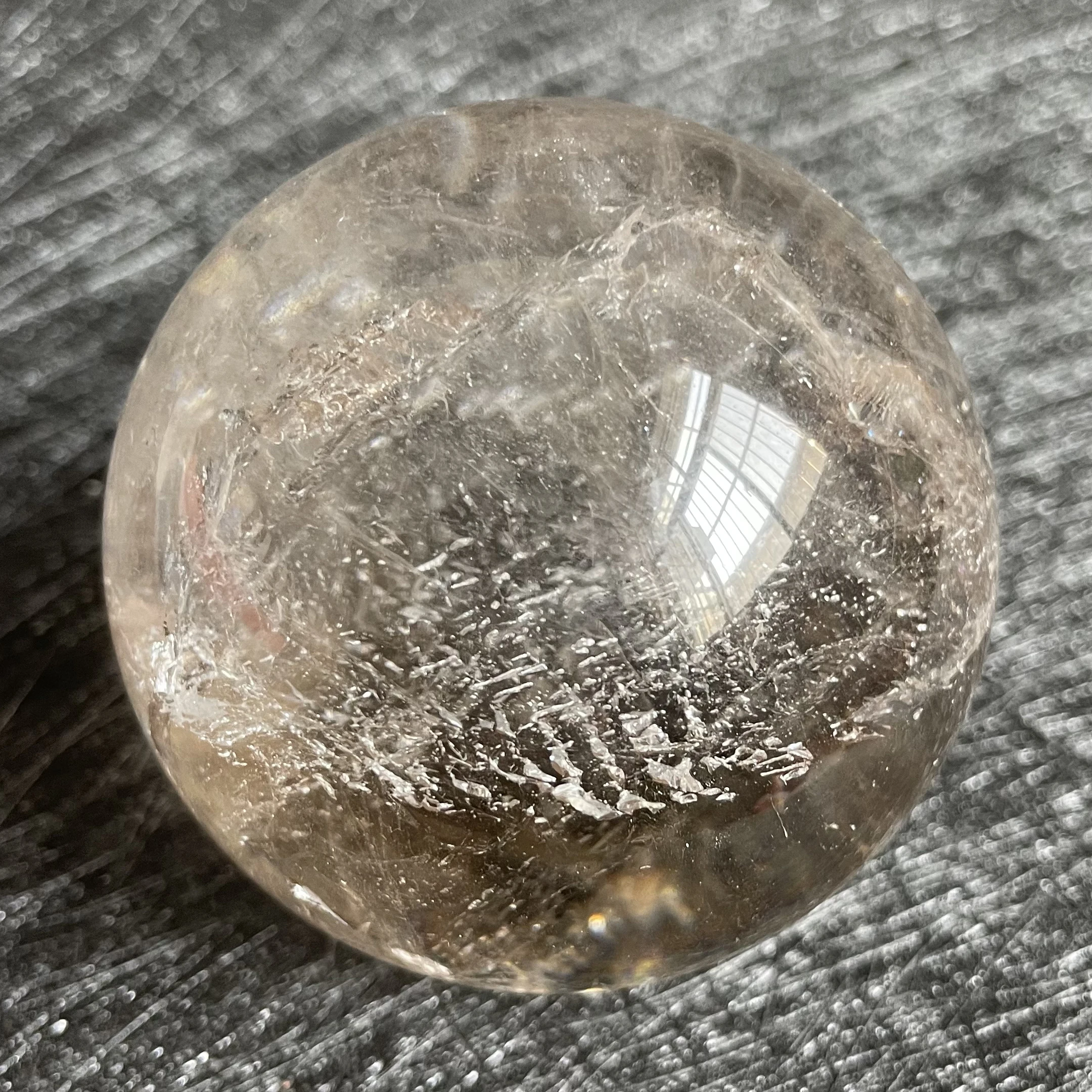 

358g Natural Stone Smoky Quartz Crystal Ball Rainbow Sphere Polished Rock Reiki Healing L184