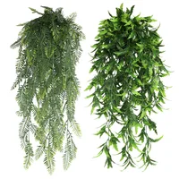 90cm Persian fern Leaves Vines Home Room Decor Hanging Artificial Plant Plastic Leaf Grass Wedding Party Wall Balcony Decoration 5