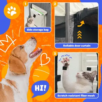 Pet Playpen Toy Choi's Foldable Portable Dog Cat Playpens Exercise Kennel Tent Removable Shade Cover Travel Camping Use 4