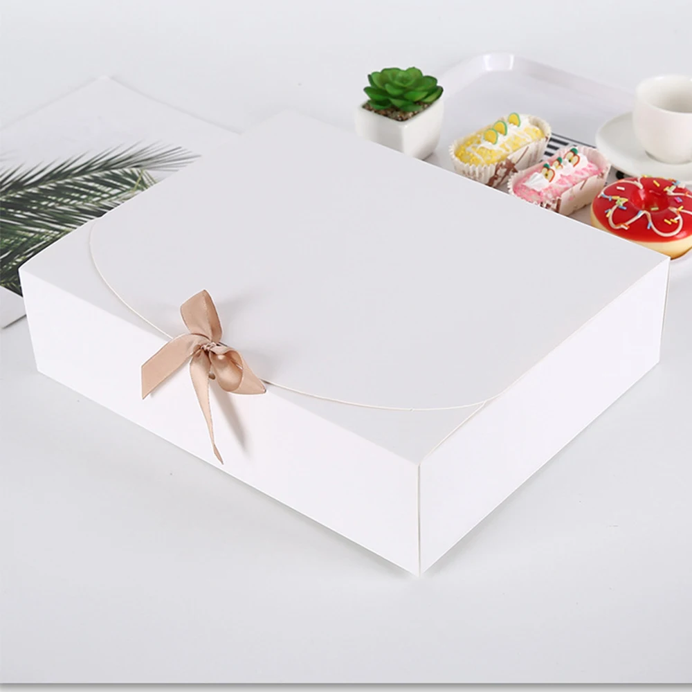 12pcs Kraft Paper Bag Box with Ribbon for Packaging Candy Book Chocolate on Christmas Wedding Party Favors Decorations Supplies