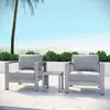 Outdoor Patio Furniture Set Aluminum Weather-Resistant Shore Collection Armchairs Side Table Grey 6