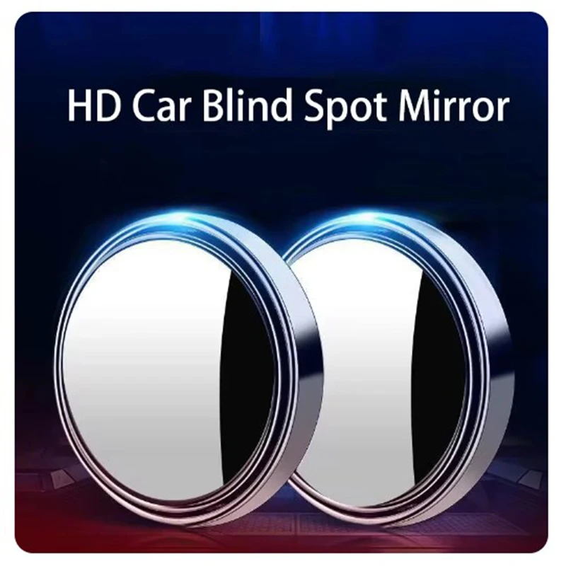 2Pcs Round Frame Convex Blind Spot Mirror Safety Driving Wide-angle 360 Degree Adjustable Clear Rearview Mirror Car Accessories