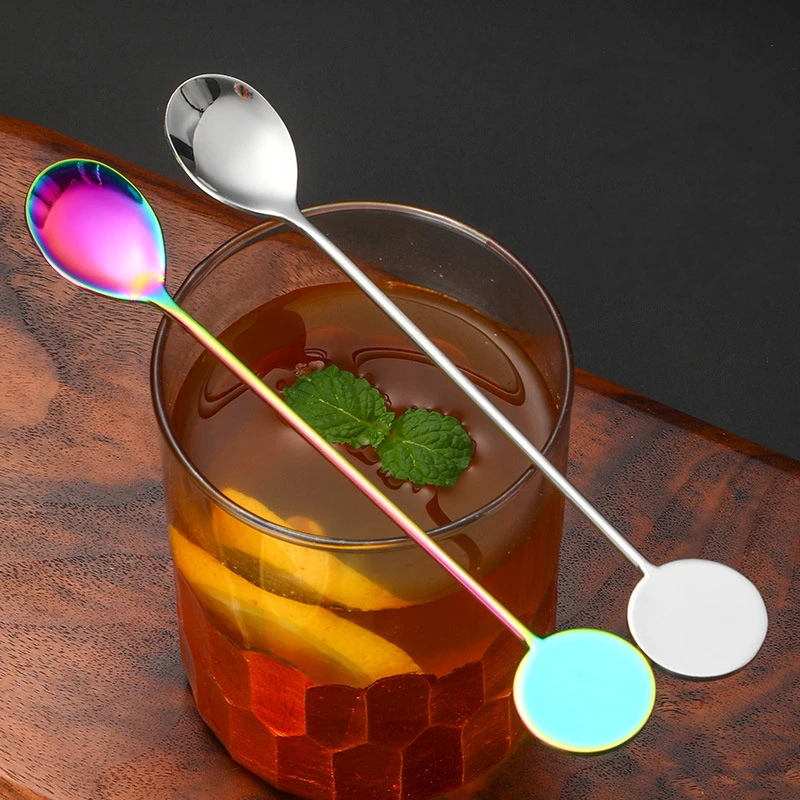16/21cm Long Handle Stir Bar Spoon Stainless Steel Mixing Ounces Cocktail Spoons Coffee Scoop for Dessert Bartender Accessories