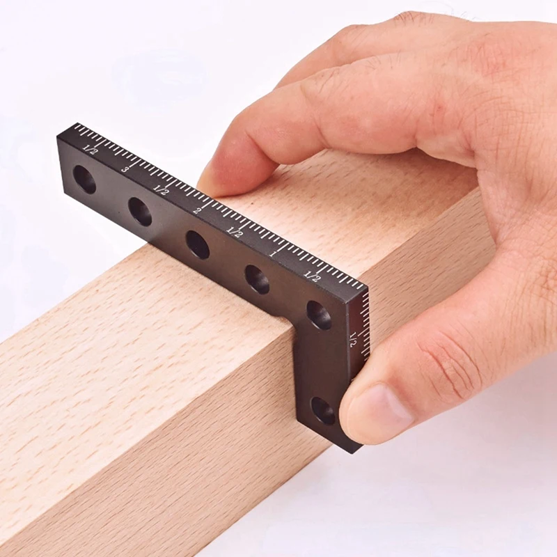 Woodworking Center Scriber 90 Degree Precision Square Edge Marking Tool Aluminum Alloy Carpentry Marking Gauge Durable Black