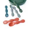 Baby Spoon Fork Set Food Grade Silicone Sticky Spoon Children Cutlery Training Spoon Feeding Tableware Soft Kitchen Accessories 6