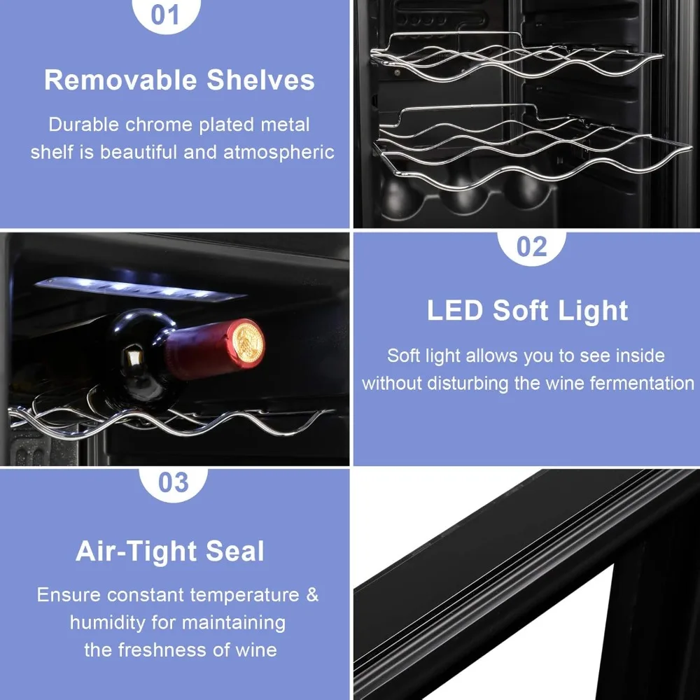 Freestanding Compressor Wine Cooler Refrigerator,Beverage Wine Chiller,Digital Temperature Control & Double-layer Glass Door