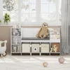Bookcase with Seat Cushion and Adjustable Shelf, Storage Bench with Book Rack for Bedroom, Entryway,Playroom 1