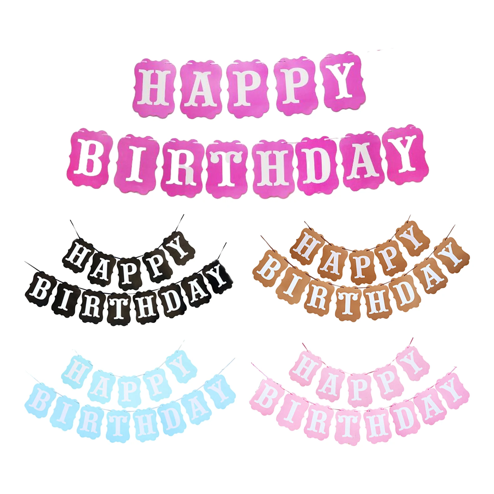 

1pcs Set 16 4ft Pink Paper Card Happy Birthday Banner Happy Birthday Sign Birthday Decorations For Birthday Party Brown 16 4ft
