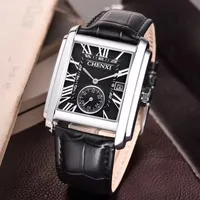 CHENXI 8216 Men's Casual Quartz Watch Waterproof Leather Strap Calendar Elegant Square Dial Simple and Atmospheric Men's Watch