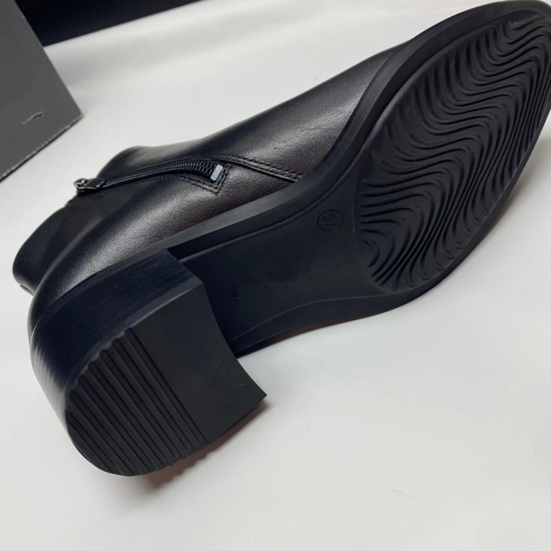 Withered Fashion Elegant Office Ladies Genuine Leather High-Heeled Chelsea Boots Retro Pointed Toe Cowhide Ankle Boots Women