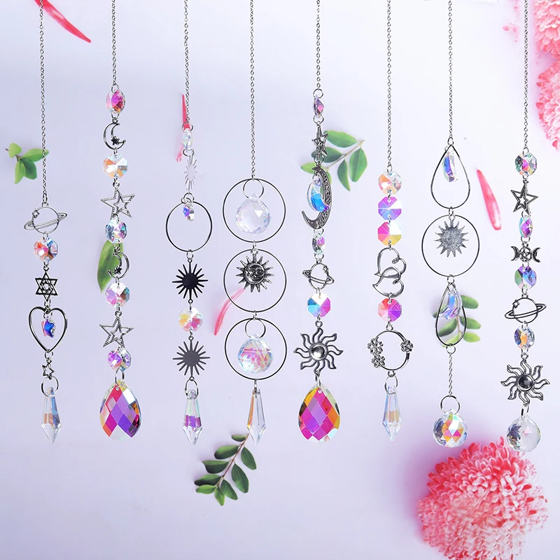 Suncatcher Crystal Window Wind Chimes Light Catcher Rainbow Prism Shiny Chakra Crystal Hanging Pendant Home Decoration