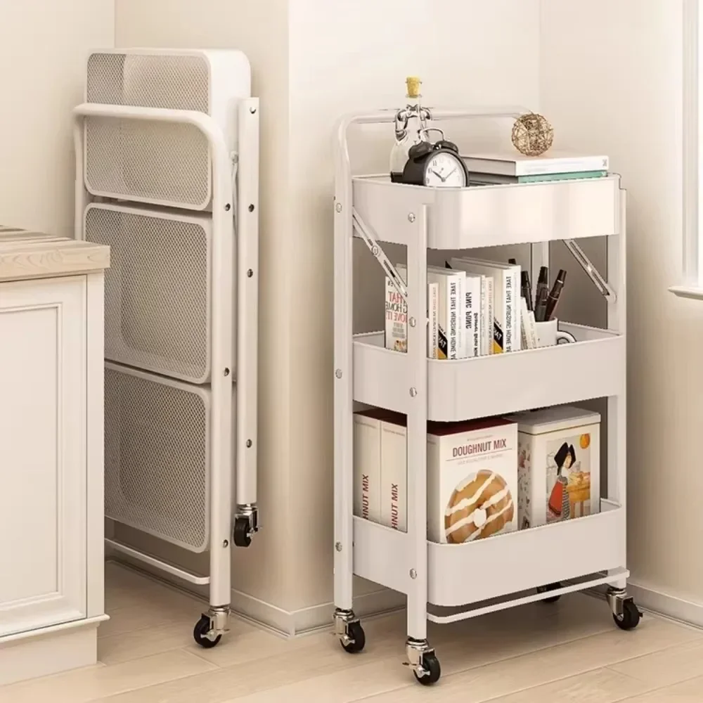 Trolley Storage Rack Multi-layer Foldable Deposit Racks Simple Kitchen Shelving Bedroommulti-function Save Space Mobile Trolley