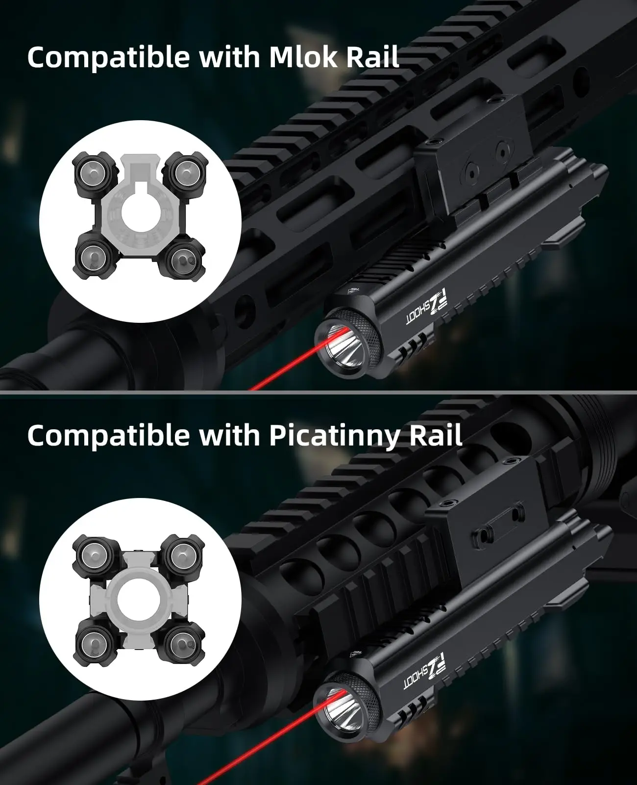 Laser Sight Red Dot Laser Sight 2400 Lumens Rifle Tactical Red Laser Light Combo Picatinny M-Rail Beam Rifle Strobe Mode EZshoot Hunting