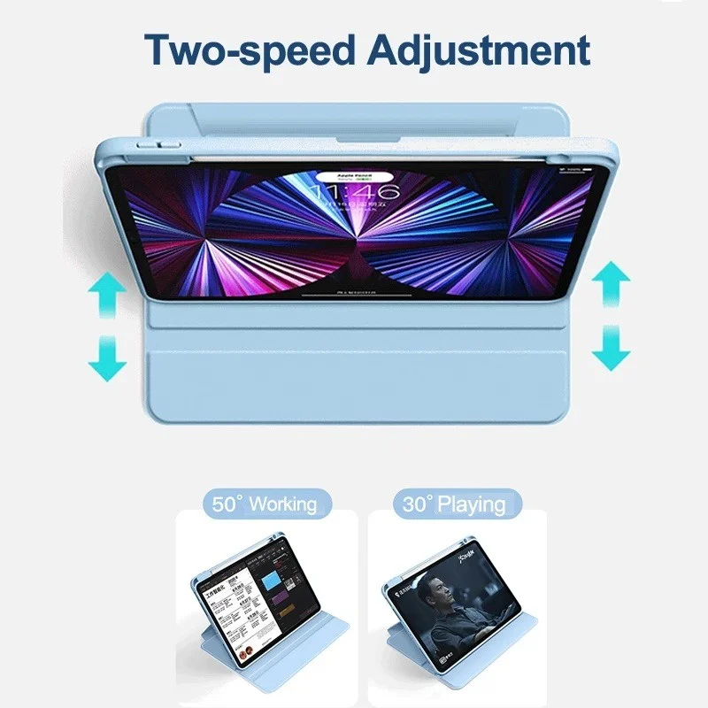 360-Degree Rotating Transparent Case with Pencil Holder