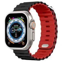 Ocean Silicone Strap for Smartwatch - Durable and Stylish Wristband Bracelet (Black red)