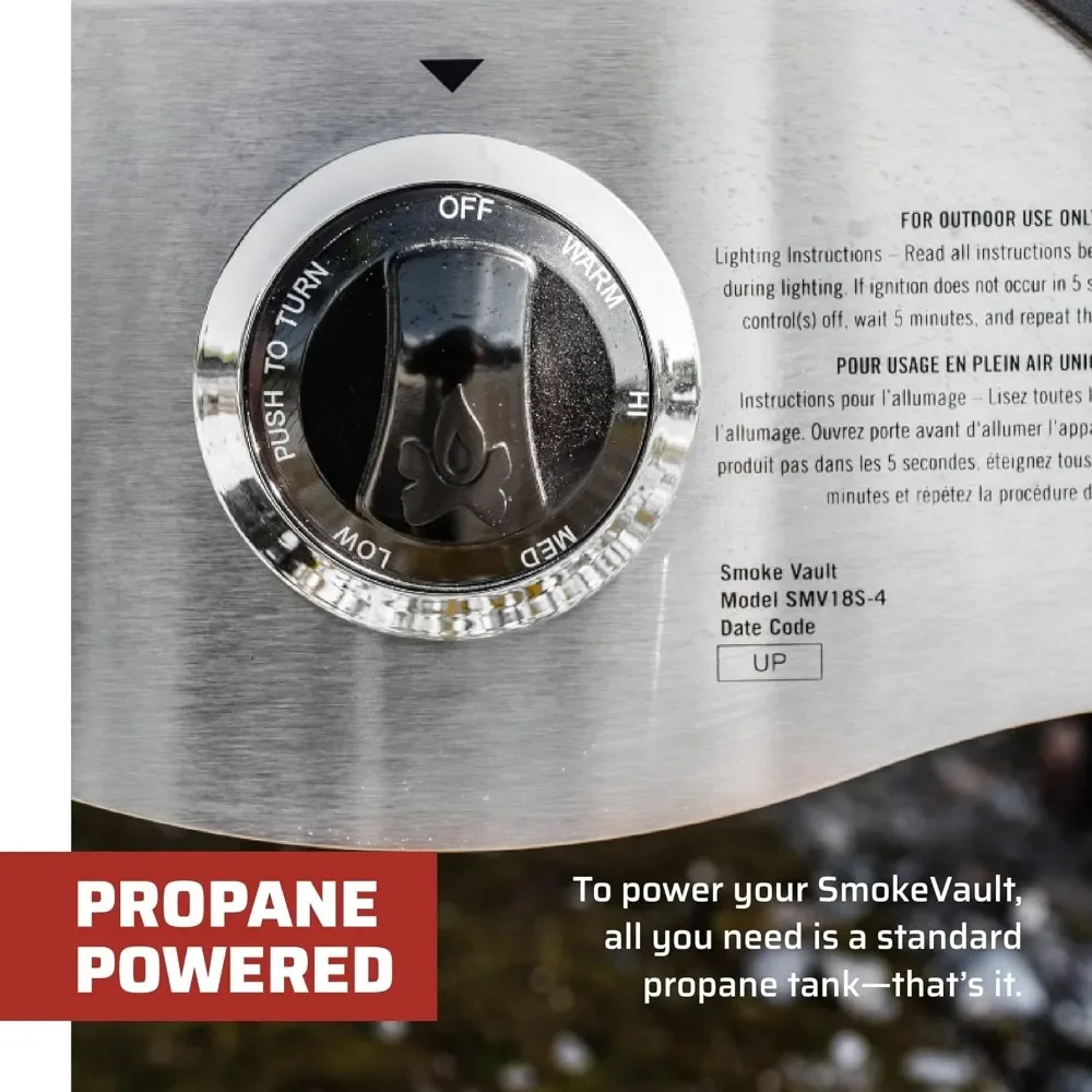Vault - Vertical, Propane Meat Smoker for Outdoor Cooking of Meat, Pies & More - 150°F to 350°F Range - 18" 5
