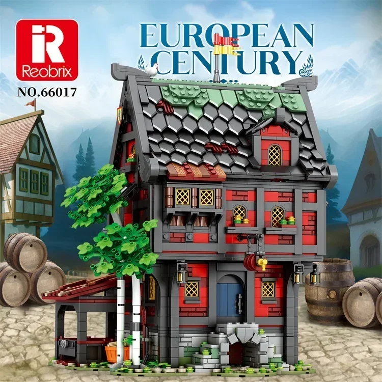 

Reobrix 3214 Pcs The Crusader Hotel Building Blocks Dutch Windmill Architecture Building Block Model MOC House Bricks Kids Toys