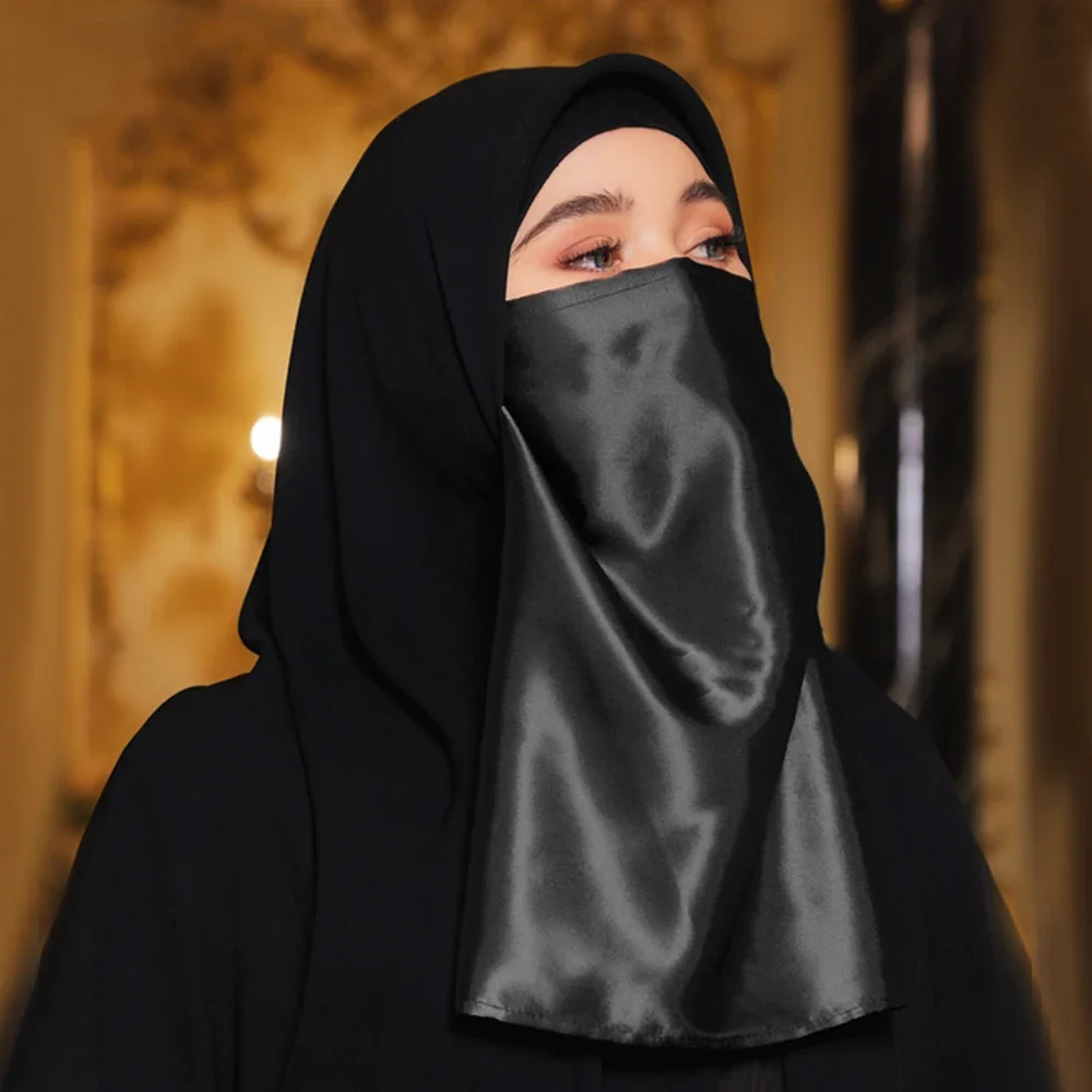 Ramadan Fashion Soft Niqab Muslim Face Cover Hijab Abaya Black