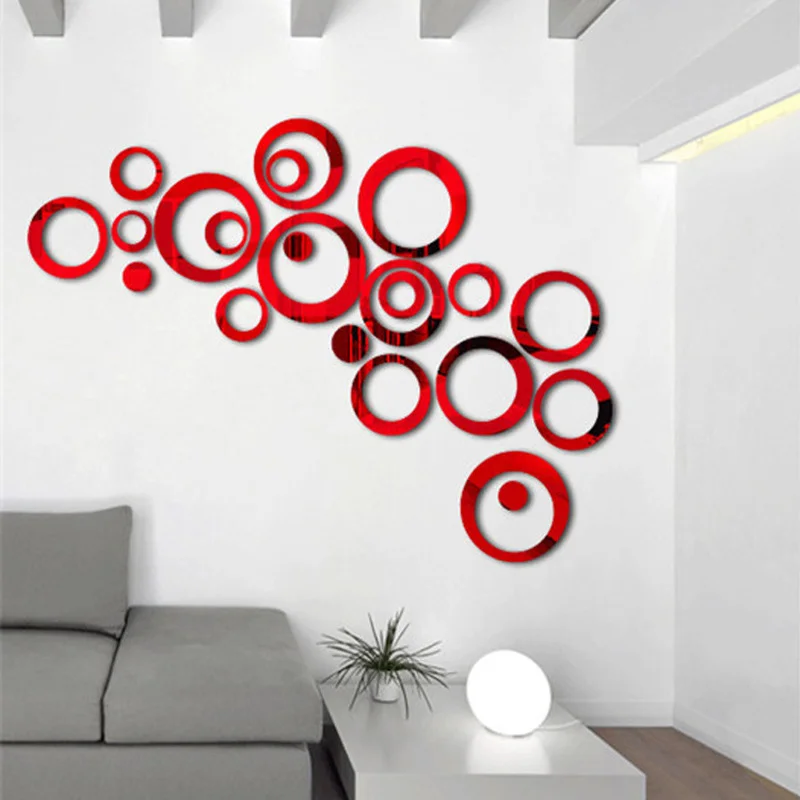 32 Pieces Mirror Wall Stickers Removable Acrylic Mirror Setting Adhesive  Round Circle Mirror Tiles Decals for Home Living Room Bedroom Decor (X  Large