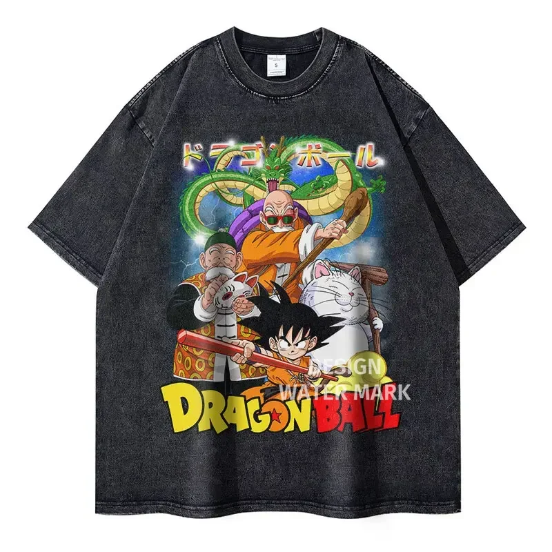 Vintage Washed Anime Dragon T-Shirt Retro Manga Design