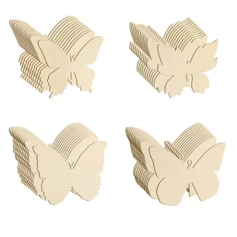 

48pcs Butterfly Slices DIY Craft Unfinished Blank Cutouts Wood-Chips Pieces