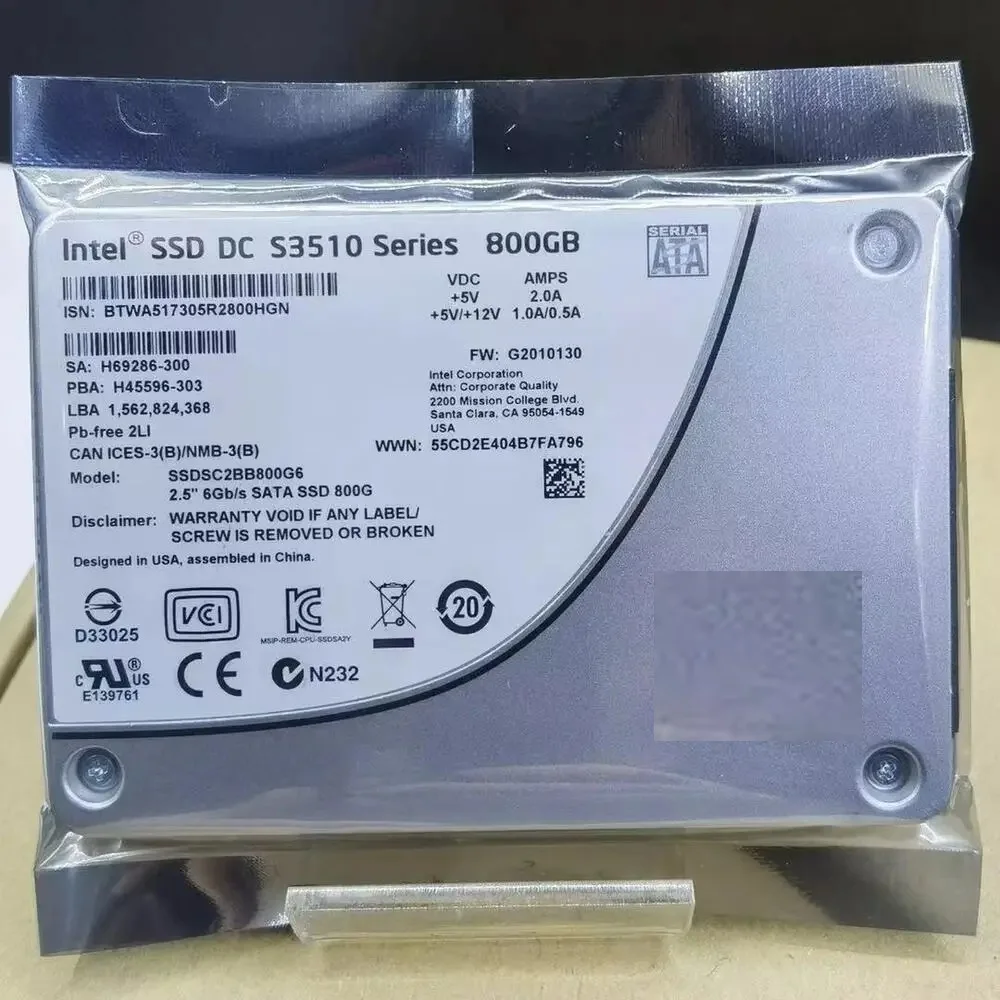 

800 ГБ DC SATAIII SSD S3510 серии 2,5 "800 ГБ SSDS2BB800G6 SATA G2020230