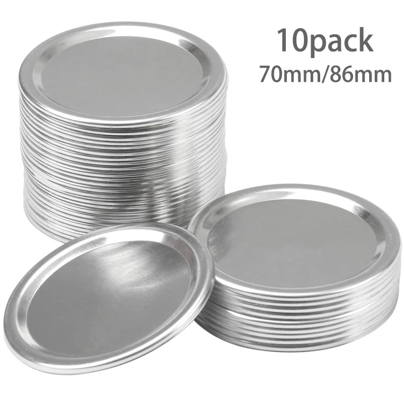 A15F-10 Pcs Canning Lids For Mason Jar Wide Mouth, Split-Type Lids Leak Proof And Secure Can Jar Caps,Silver