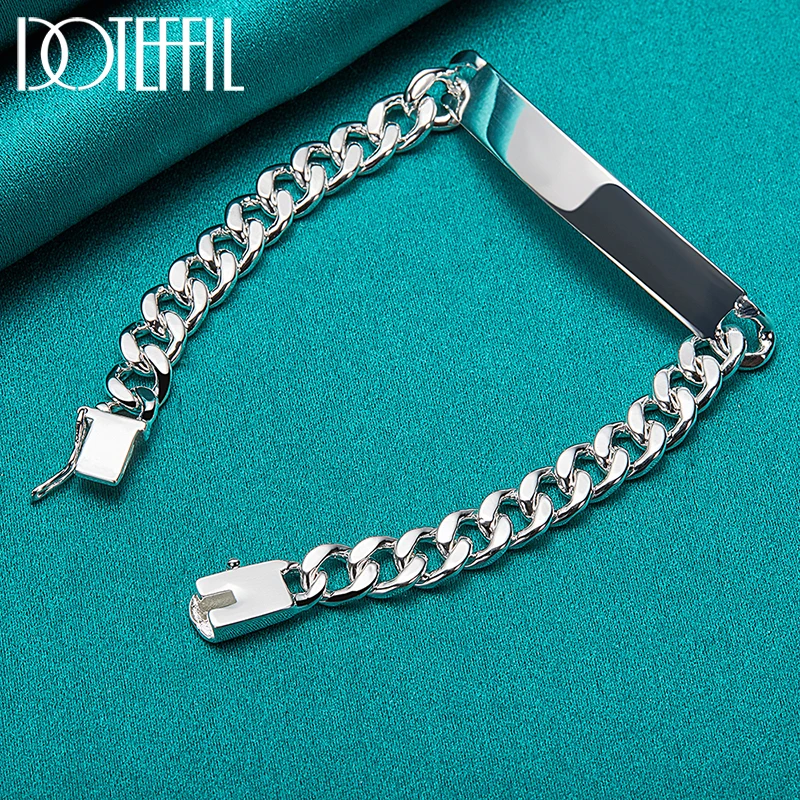 DOTEFFIL 925 Sterling Silver 8mm Smooth Sideways Bracelet For Men Woman Charm Wedding Engagement Party Fashion Jewelry