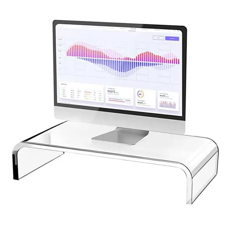 Clear Acrylic Desktop Computer Riser Stand Economize Espaço de Armazenamento Organizador de Mesa para Monitor de Computador Portátil