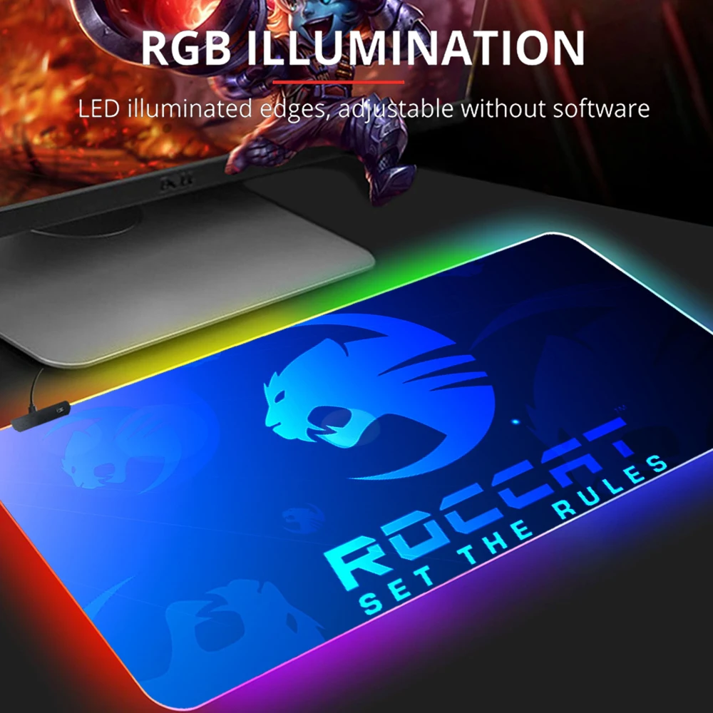 Игровой коврик для мыши Roccat RGB геймерский компьютерный с подсветкой большой