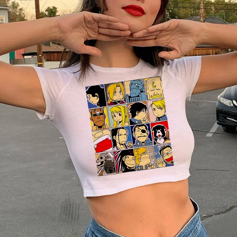 2022 impressão harajuku kawaii gráfico t camisa das mulheres de topo de colheita t camisa gráfica