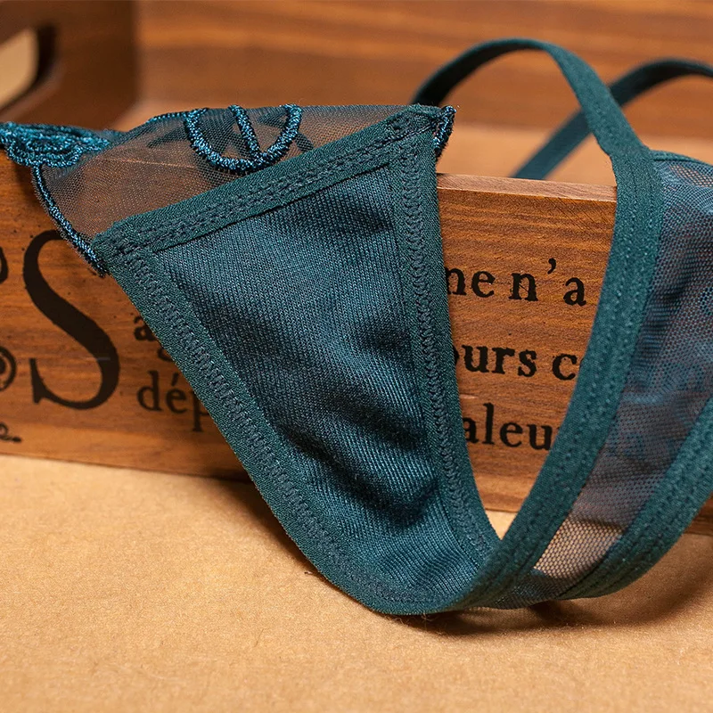 Seamless Panties Sexy Embroidered Ladies Thong Sheer Mesh