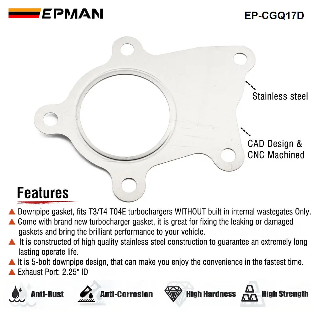 EPMAN 10PCS/LOT T3/T4 Turbo Discharge Gaskets A/R.63 Discharge Gaskets EP-CGQ17D