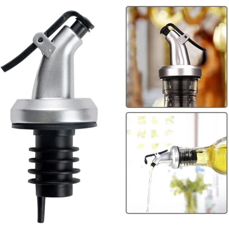 Oil Bottle Pour Spout Dispenser Stainless Steel No Drip Bottle Stopper Olive Oil Vinegar Liquor Wine Pourer Spout Kitchen Tool