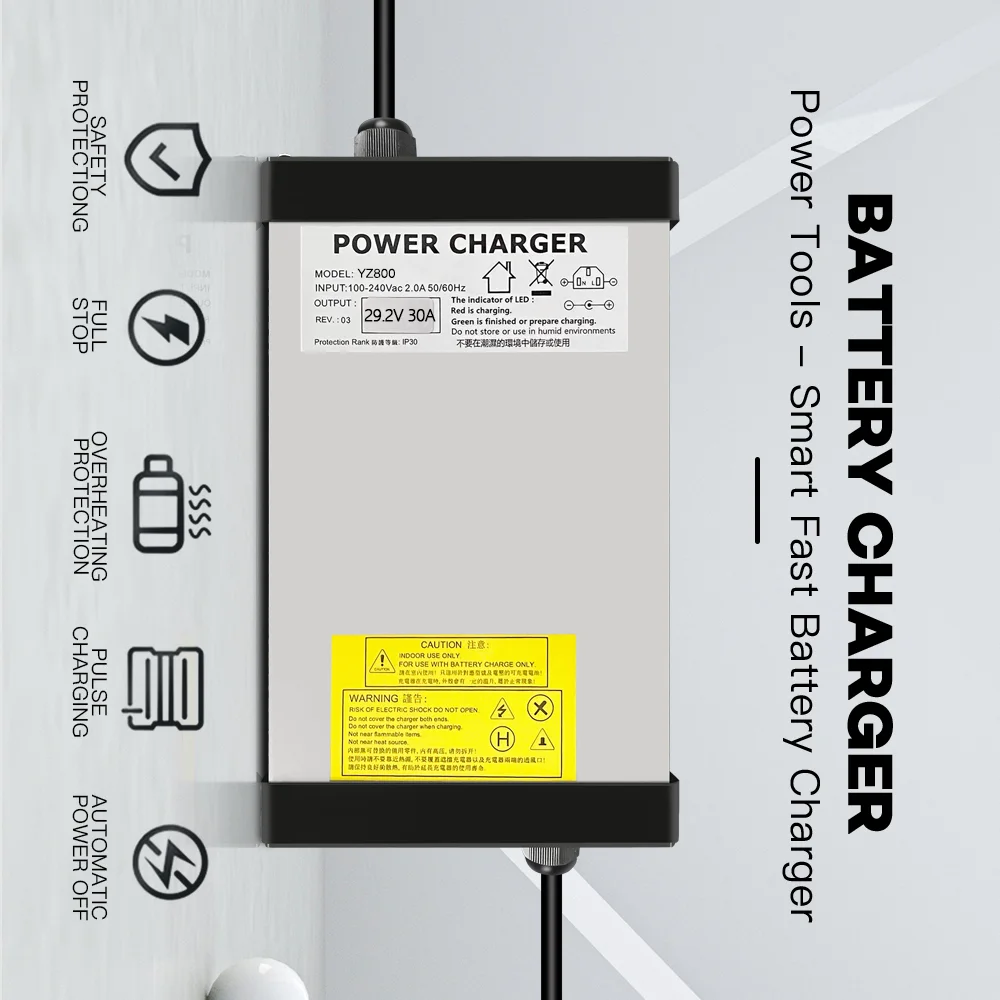 YZPOWER 29,2 V 30 A LifePo4-Akkuladegerät auf Lager für 24 V mit Anderson-Anschluss – tragbares CC-CV-Ladegerät – Detail 3