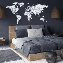 Creative Geometric World Map Wall Decals Polygonal Home Decor Living Room Bedroom Interior Design Office Stickers Wallpaper AA44