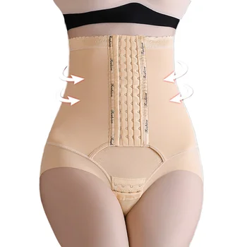 Dimmkof High Waist Hook Control Panties Seamless Hook Crotch Cotton Crotch Shapewear Plus Size Shaper Panties Postpartum Panty