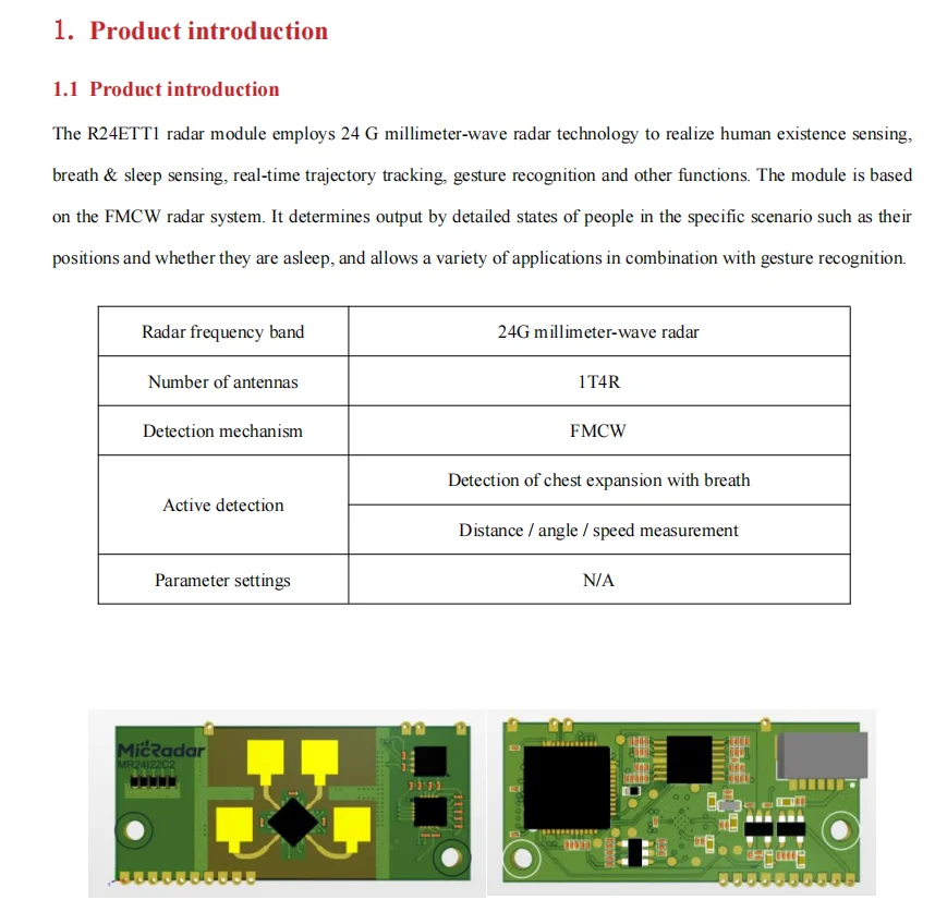 R24ett1 Trajektorie-Tracking-Radars ensor 2,4g Millimeter welle Menschliche Präsenz Erfassungs spur Verbindungs wahrnehmungs modul – Detail 2