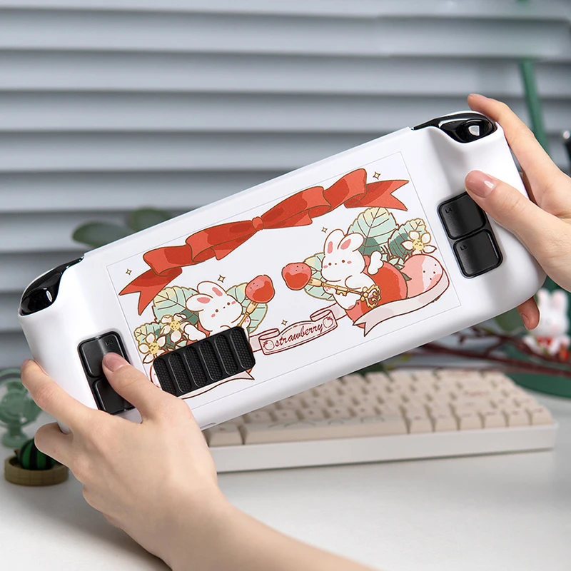 Per Steam Deck Case Kawaii Strawberry Bunny Hard Pc Cover Custodia Protettiva Antigraffio Antiscivolo Per Accessori Per Valvole