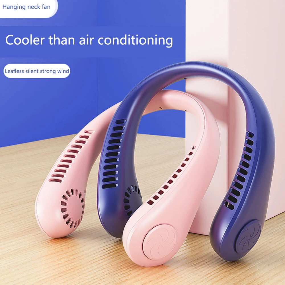 Portable Hanging Neck Fan Mini Electric Wireless Fan USB Rechargeable  Bladeless Mute Fans Air Conditioning Cooler for Sports Fan